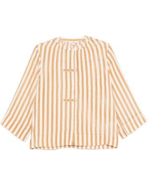 Yerse Blusa A Righe Ecrù E Arancio Con Bottoncini - Neutro