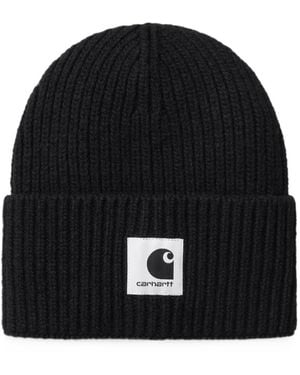 Carhartt Berretto Nero A Coste Con Logo