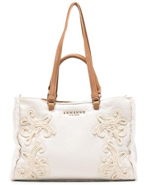 ERMANNO FIRENZE Borsa Shopper Con Ricami Crochet - Neutro