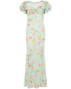Mar De Margaritas Long Dress With Floral Print - Green