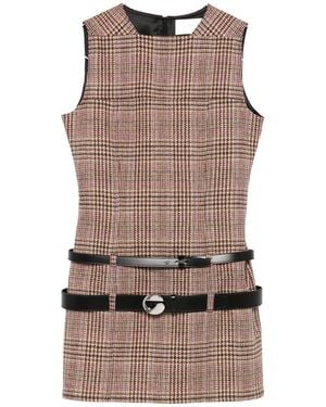 Coperni Checked Dress With Belt - Brown