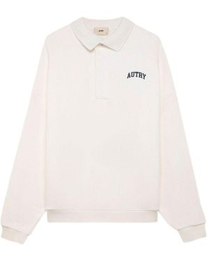 Autry Polo Bianca A Maniche Lunghe Con Logo - Bianco