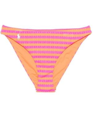 Polo Ralph Lauren Slip Bikini A Righe Con Logo Rosa E Arancione