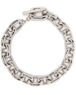 Rabanne Collana Argentata Con Catena A Maglie Di Ottone - Metallizzato