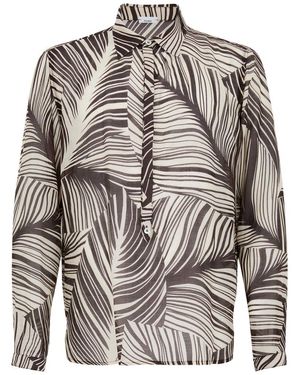 PELINGA Sheer Printed Shirt - Gray