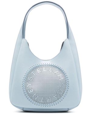Stella McCartney Borsa Celeste Con Logo Cucito - Blu