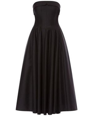 Alberta Ferretti Strapless Midi Dress With Flared Skirt - Black