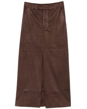 ELEH Gonna Midi Marrone Scuro Con Spacco Frontale