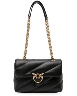 Pinko Borsa Nera Love Puff Classic Trapuntata Con Fibbia Dorata - Nero