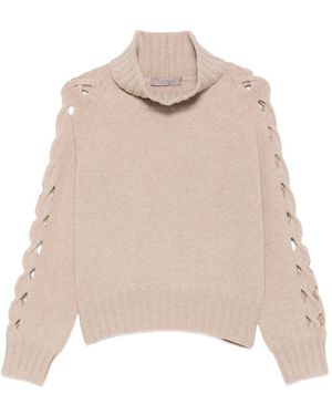 D. EXTERIOR Maglia A Collo Alto Con Dettagli Cut-Out Intrecciati - Neutro