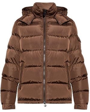 Moncler Piumino Maya Marrone Trapuntato Con Cappuccio E Tasche Interne