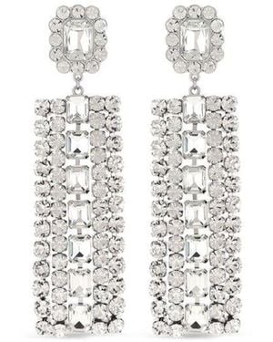 Self-Portrait Drop Earrings With Rhinestones - White