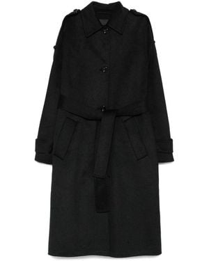 Liu Jo Long Coat With Fringes - Black
