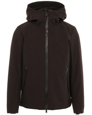 Woolrich Giacca Con Zip E Cappuccio Marrone - Nero