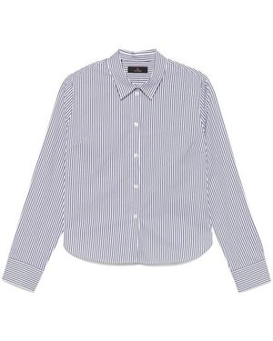 Peuterey Camicia Bianca E Blu Lunghe E Motivo A Righe - Viola