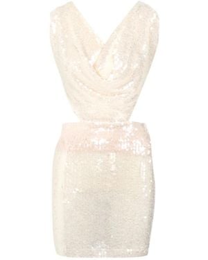 Amazuìn Mini Abito Ester Avorio Con Scollo A V Drappeggiato E Cut-Out Laterali - Neutro