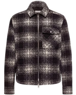 Moncler Giacca Nera A Quadrati Multicolori Con Tasca Sul Petto - Nero