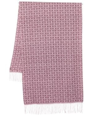 Liu Jo Logo-Pattern Fringed Scarf - Purple
