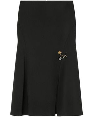 Versace Midi Skirt With Two Pin Details - Black