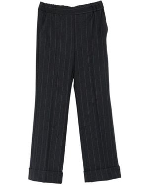 Emme Pantaloni Flirt Gessati Blu - Nero