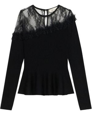Blumarine Maglia Nera Con Pizzo - Nero