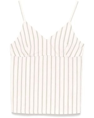 Seventy Cream Top With Stripes Pattern - White