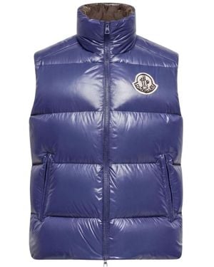 Moncler Gilet Imbottito Belice Con Tasche E Collo Alto - Blu