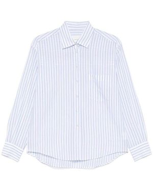Xacus And Vertical Stripes Pattern Cotton Shirt - White
