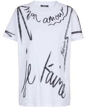 Balmain T-Shirt Con Stampa Je T'Aime - Blu