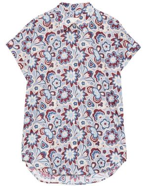 Xacus Camicia A Maniche Corte Fantasia Multicolore - Bianco