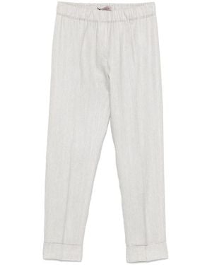 D. EXTERIOR Pantaloni Grigi Chiari Con Elastico - Bianco