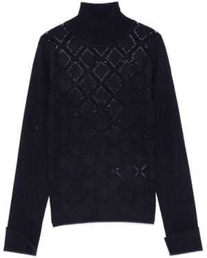 Blugirl Blumarine Maglione A Collo Alto Con Motivo Geometrico - Blu