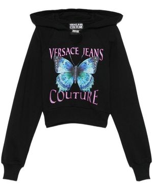 Versace Jeans Couture Cotton Hoodie With Logo - Black