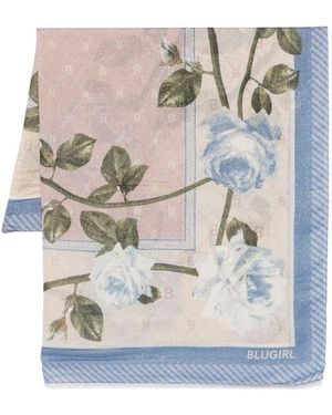 Blugirl Blumarine Foulard Con Stampa Floreale - Grigio