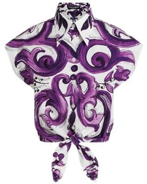 Dolce & Gabbana Top With 'Majolica' Print - Purple