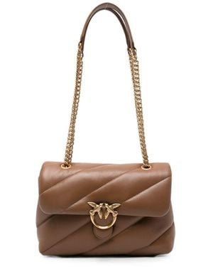 Pinko Borsa Color Nocciola Love Puff Classic Trapuntata Con Fibbia Dorata - Bianco