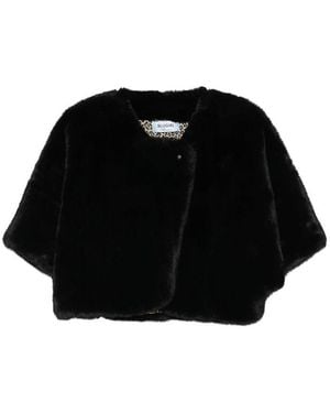 Blugirl Blumarine Faux Fur Cape - Black