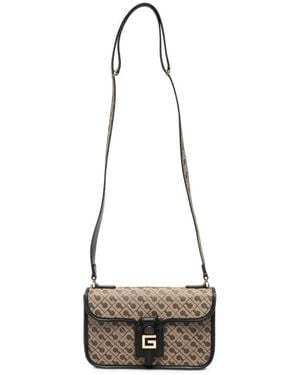 Gherardini Borsa Small Moka Color Moka Con Logo All-Over - Bianco
