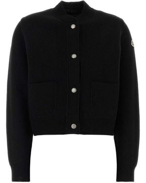 Moncler Giacca Piumino Con Bottoni A Clip Nera - Nero