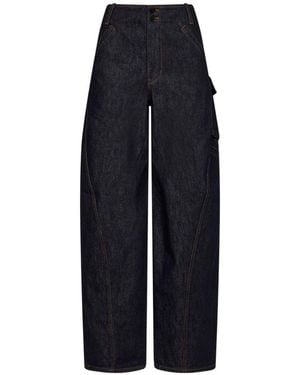 Self-Portrait Barrel Jeans Blu Con Tasche Laterali