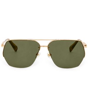 Jacquemus Occhiali Da Sole Aviador Oro Chiaro Con Lenti Khaki - Verde