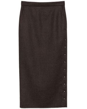 Max Mara Gonna Lunga Dalla Linea Dritta Con Spacco Con Bottoni A Pressione Sul Lato Sinistro - Nero