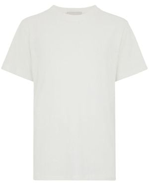 Amaranto T-Shirt Bianca Di Cotone A Maniche Corte - Bianco