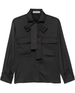 D. EXTERIOR Camicia Nera Con Fiocco Al Collo E Tasche Sul Petto - Nero