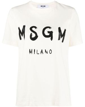 MSGM T-Shirt Bianca Con Logo - Multicolore