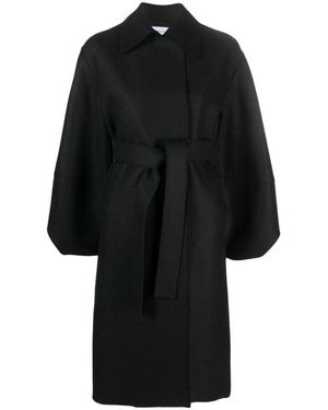 Harris Wharf London Long Wool Coat With Belt - Black