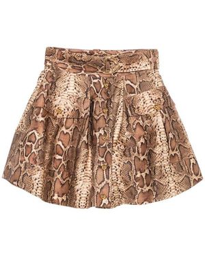 Zimmermann Mini Skirt With Belt - Brown