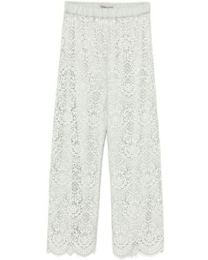 D. EXTERIOR Lace Pants With Elasticated Waistband - White
