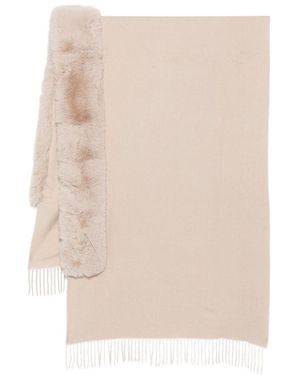 Blugirl Blumarine Knitted Stole With Faux Fur Collar - Natural