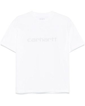 Carhartt T-Shirt Bianca Con Logo Con Strass - Bianco